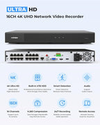 H.VIEW 4K 16 Channel Security Camera System 16Pcs CCTV Camera kit PoE 8MP - Image 5