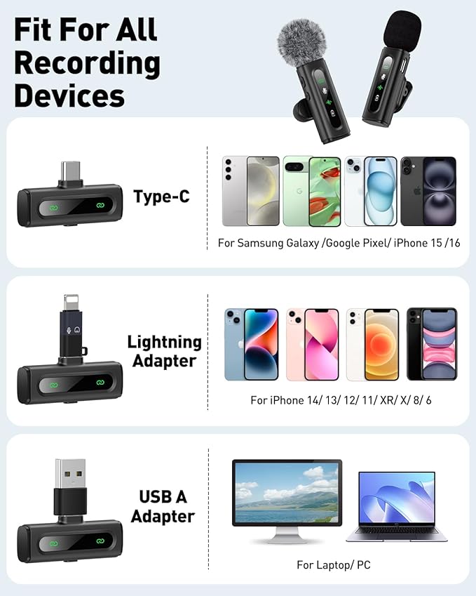 USB C Lavalier Microphone Wireless Mini Mic - Image 5
