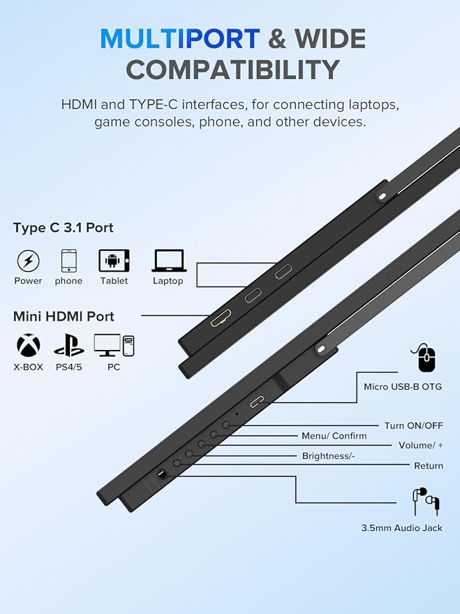 UPERFECT 22" 2K QLED Portable Touchscreen Monitor w/VESA & 180° Adjustable Stand - Image 7