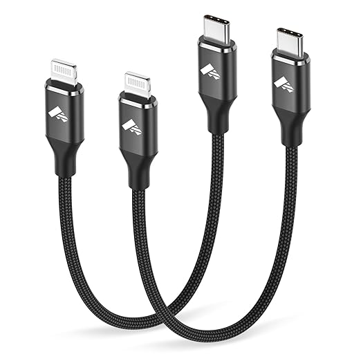 USB C to Lightning Cable 2Pack 1FT iPhone Fast Charger Cable Power Delivery by Aiminu