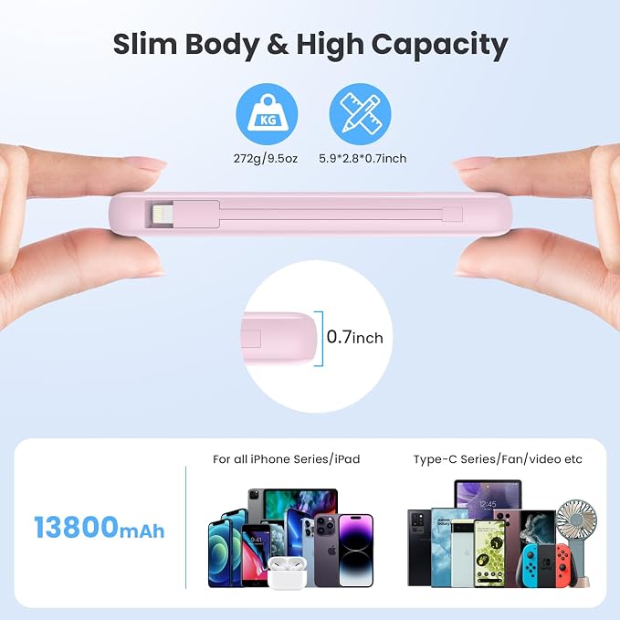 Portable Charger 13800mAh Slim USB C Power Bank - Image 3