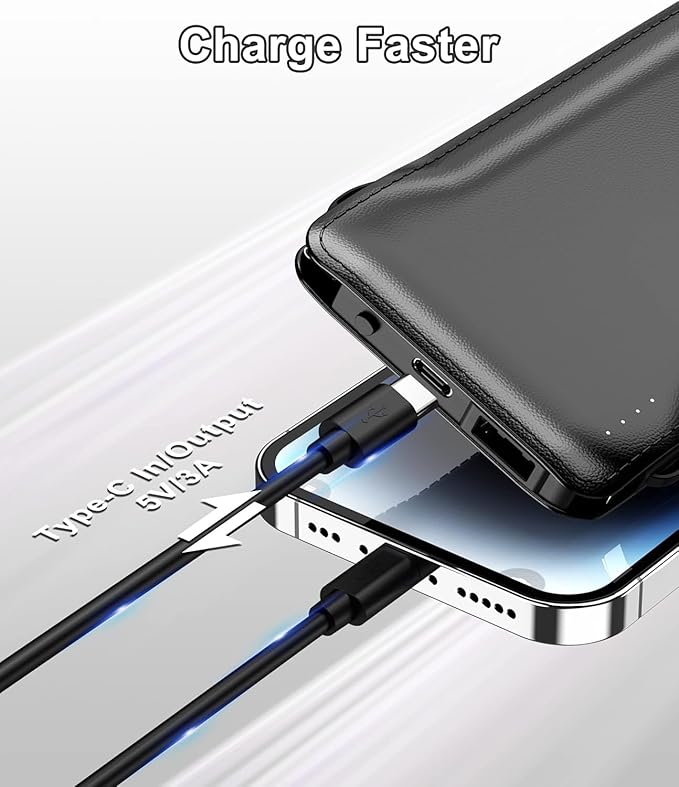 TG90° Portable Charger with Cords 10000mAh Power Bank with Built in Cables - Image 2
