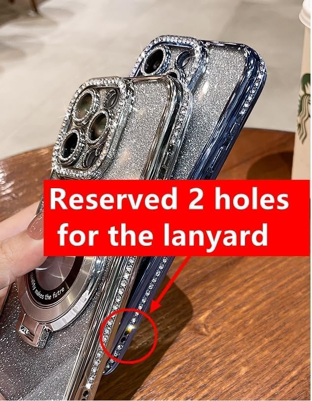 Magnetic Kickstand Case for IPhone 15 14 13 12 Pro Max Sparkling Diamond Cover - Image 5