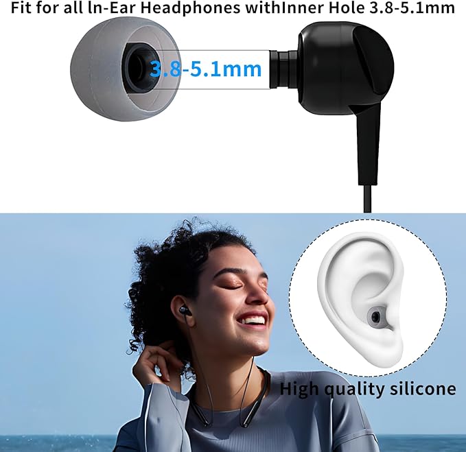 Earbud Tips Ear Bud Tips Soft Anti Slip Washable and Reusable Silicone - Image 4