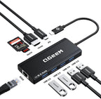 QGeeM USB C Hub Ethernet, 9 in 1 USB Type C Hub HDMI Multi-Port Converter by QGeeM