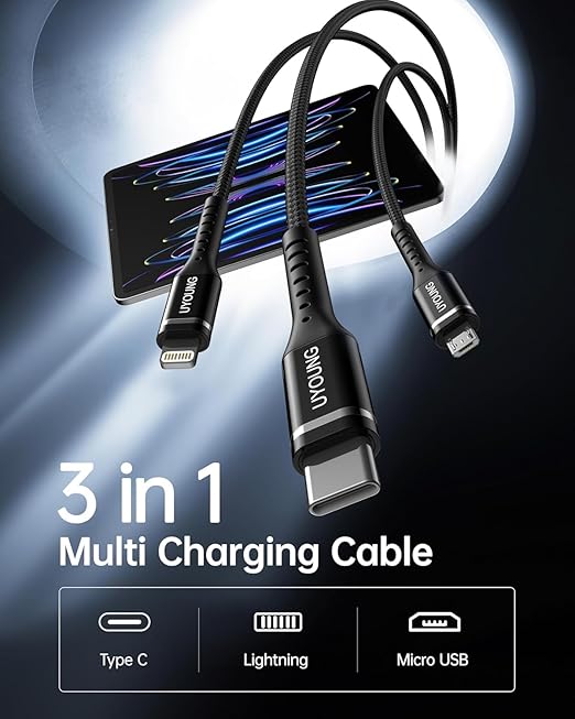 Multi Charging Cable 2Pack 6FT, 3 in 1 Charger Cable Braided Universal Phone - Image 2