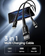 Short Multi Charging Cable 1FT 2Pack 3 in 1 Charger Cord Braided Universal - Image 2