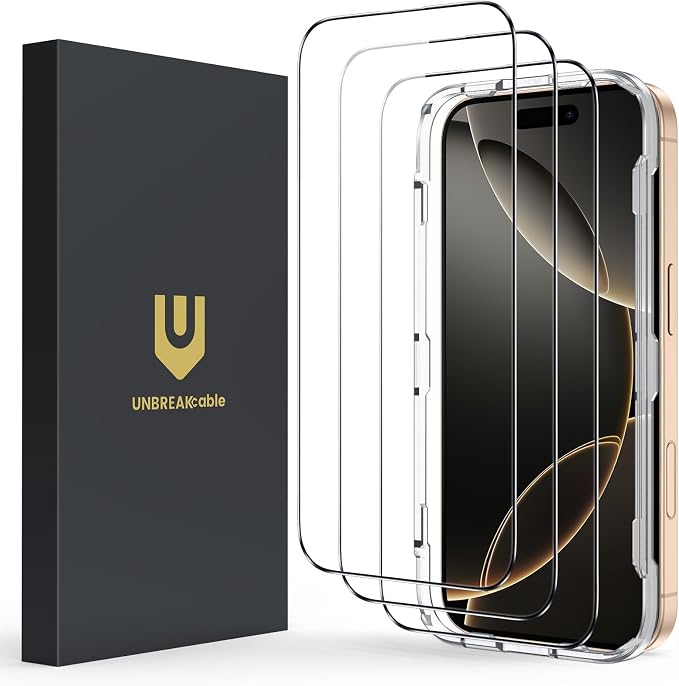 UNBREAKcable Screen Protector for iPhone 16 Pro, HD Tempered Glass Screen by UNBREAKcable