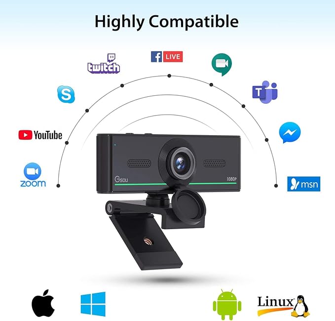 1080P Webcam with Microphone for Desktop, Computer Webcam Connect Bluetooth - Image 6