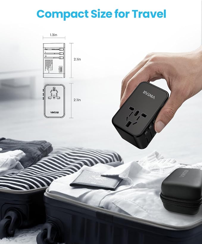 Universal Travel Adapter, VINTAR 75W GaN International Power Adapter - Image 5