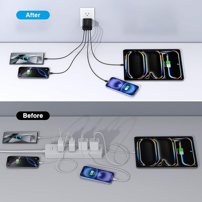 4-Port USB C Wall Charger Block, Fast Type C Power Brick Charging Cube Power - Image 6