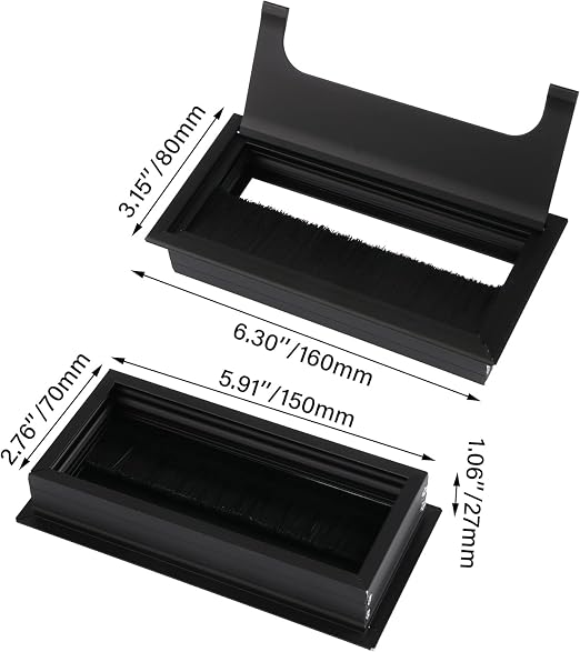 2PCS Desk Grommet Metal Rectangle Desk Cord Cable Hole Cover Grommet - Image 2
