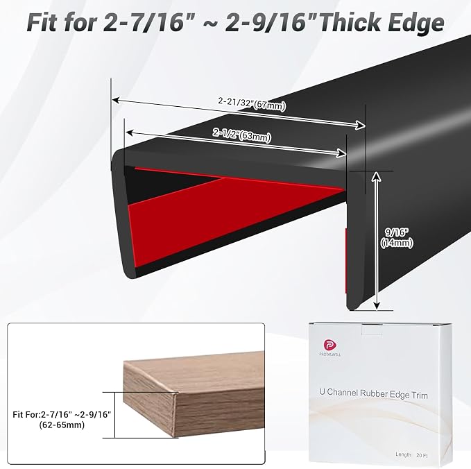 Rubber Edge Trim, 2-1/2 inch Wide U Channel Edge Trim, Big Size U Shaped Trim - Image 2