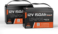 12V 150Ah LiFePO4 Lithium Battery BCI Group31 Bluetooth 2Pack, Built-in 110A BMS by HumsiENK