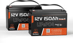 12V 150Ah LiFePO4 Lithium Battery BCI Group31 Bluetooth 2Pack, Built-in 110A BMS by HumsiENK