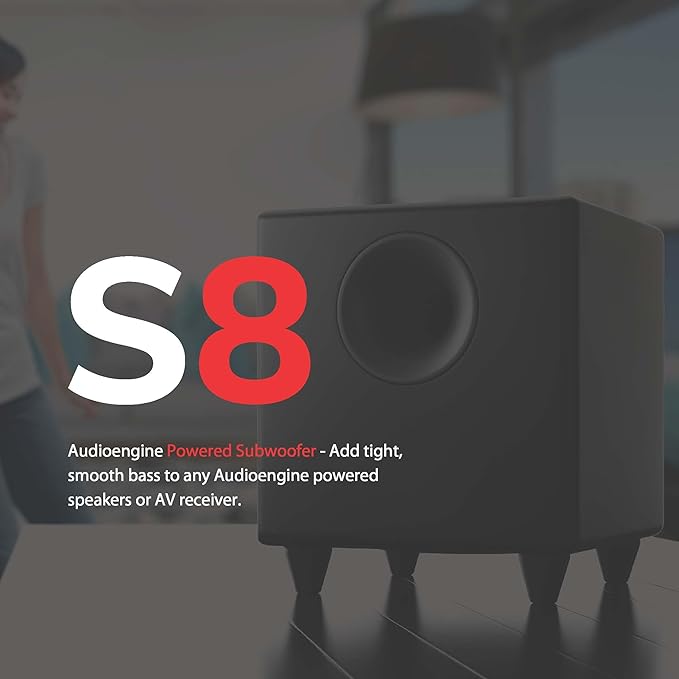 Audioengine S8 Powered Subwoofer Speaker - 250W 8-inch Home Woofer - Image 2