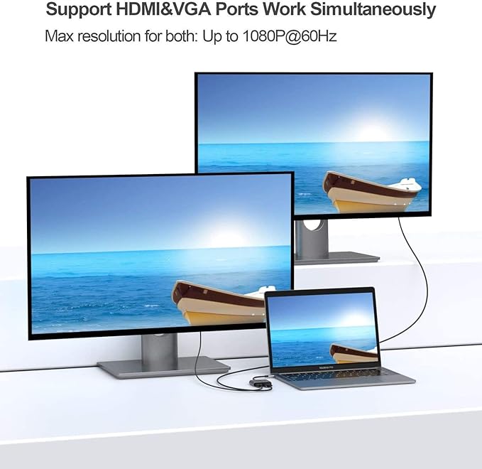 USB C to HDMI VGA Adapter, USB Type C to VGA HDMI Thunderbolt 3 VGA Adapter - Image 3