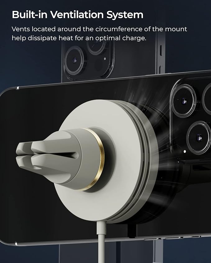 iOttie Velox Mini MagSafe Compatible Air Vent Car Mount in Astral Gray - Image 6