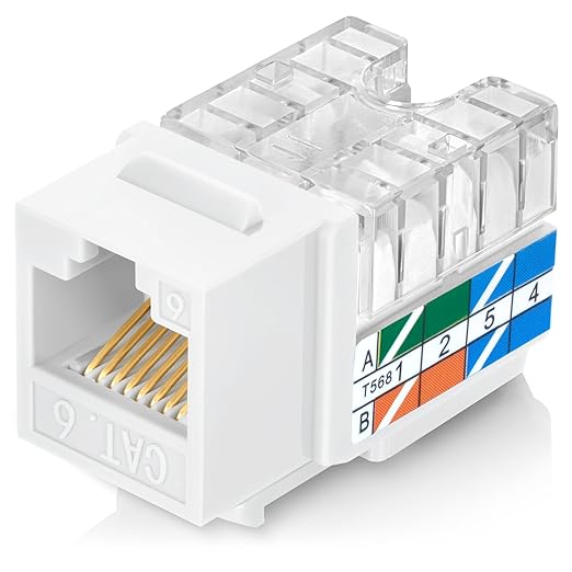 Everest 90° Angled RJ45 Cat6 Keystone Jacks 20-Pack in White by EverestMediaSolutions