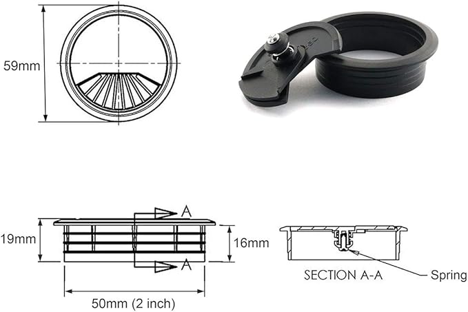 2pcs 2 inch Desk Wire Cord Cable Grommets Hole Cover - Image 2