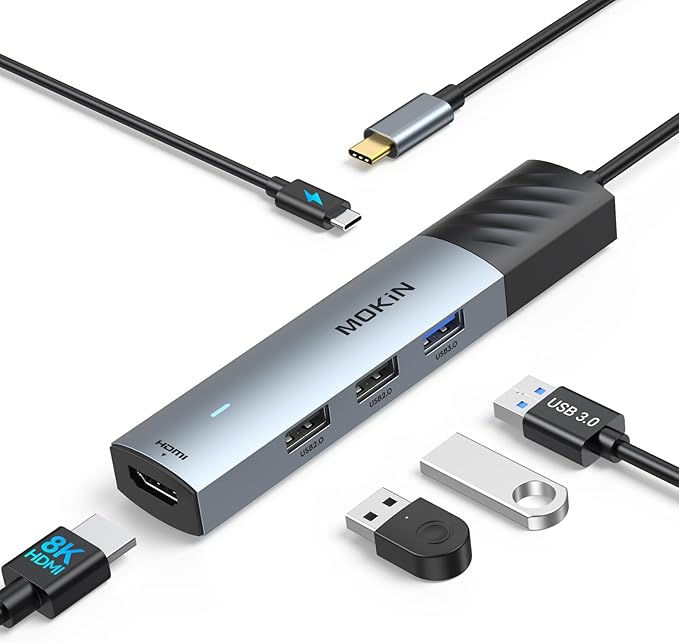 MOKiN USB C Hub, 5 in 1 USB CMultiport Adapter 8K HDMI, 100W PD, 3 USB-A Data - Image 9