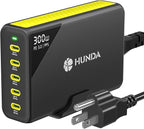 HUNDA 300W USB C Charger GaN Charging Station Desktop 5 Ports PD 100W Fast by HUNDA