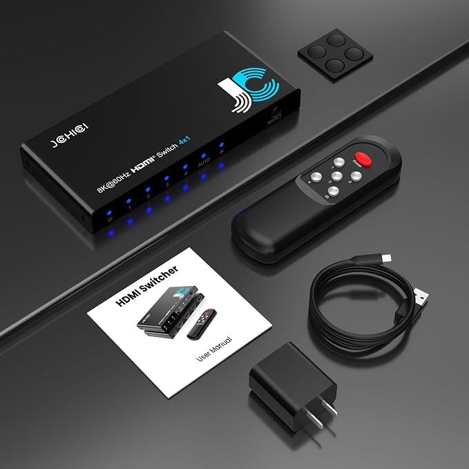 HDMI 2.1 Switch 4 in 1 Out 8K@60Hz 4K@120Hz, 4 Ports HDMI Switcher Selector - Image 7