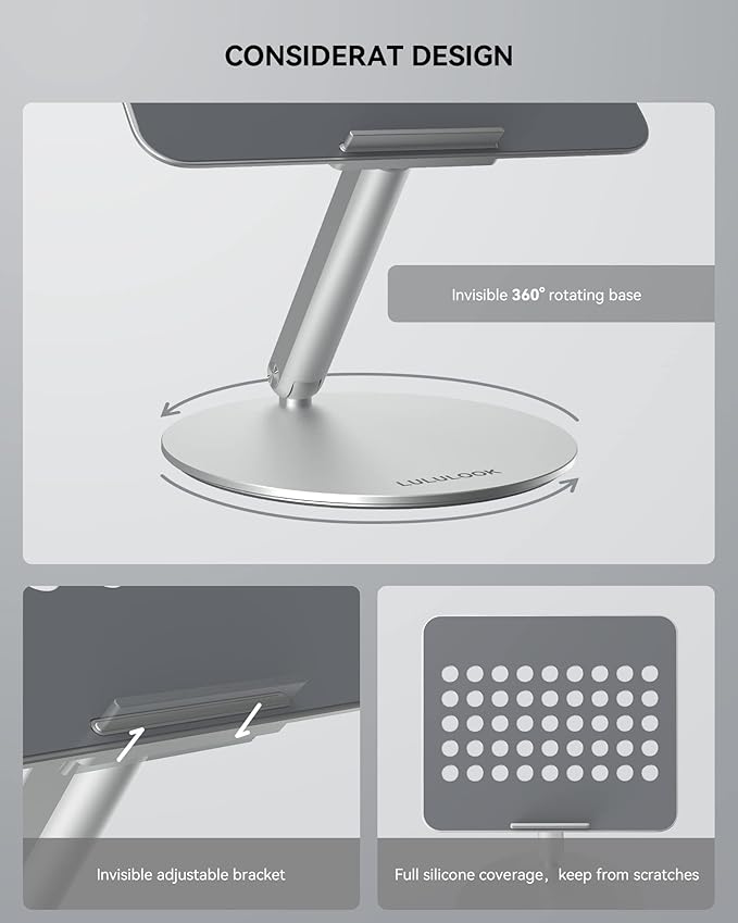 LULULOOK Laptop Stand for Desk 2025, 360 Rotating Adjustable Laptop Riser - Image 5