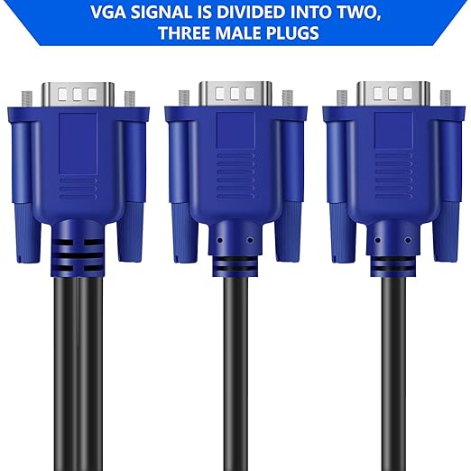 PASOW VGA Splitter Cable 1 Male to 2 Male Dual Monitor Y Adapter 1080P Full HD - Image 4