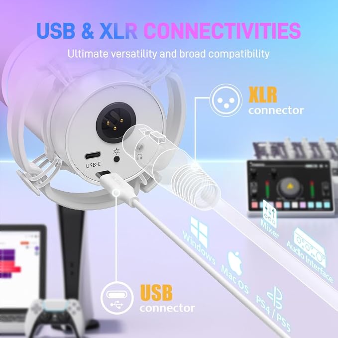 MAONO XLR/USB Dynamic Microphone, RGB Gaming Mic - Image 6