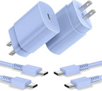 Cndons 2 Pack 25W PD USB C Wall Charger Super Fast Charging Block & 10ft by Cndons