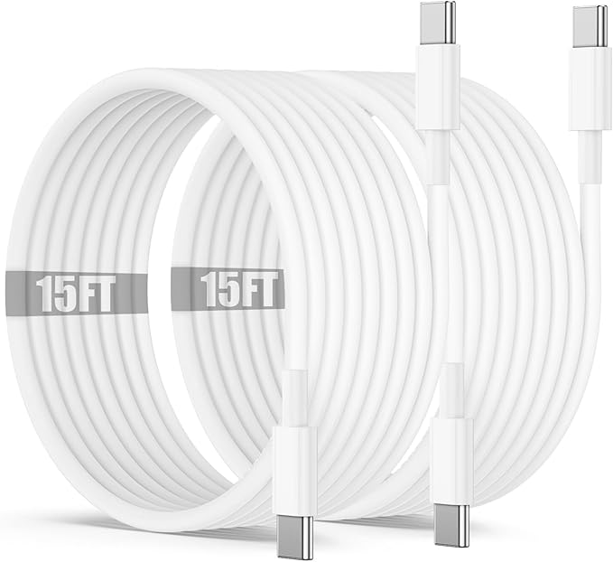 15ft USB C to C Charging Cable, Extra Long Fast Type C to C Charger Cord 5M by Qalirvis