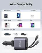iPhone Car Charger 4 in 1 Fast USB Car Phone Charger 20W Double Lightning - Image 7