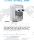 2 Pack European Travel Plug Adapter, VINTAR PD 20W Foldable Type C Adapter - Image 5