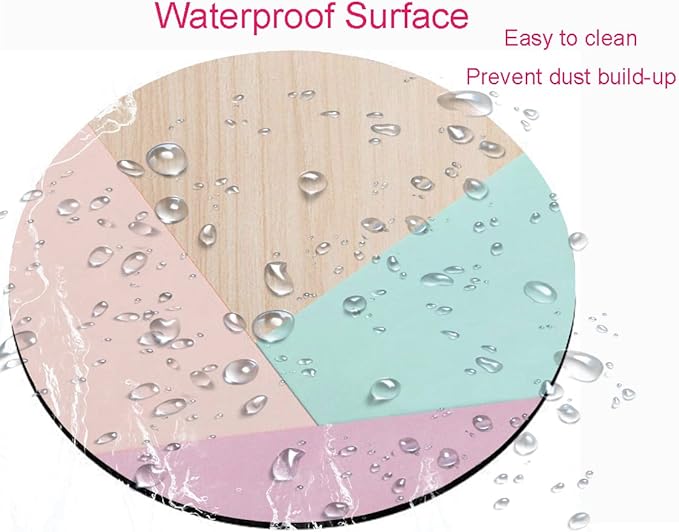 Round Mouse Pad, Wood Pink Green Purple Splice Mouse Pad, Washable Gaming - Image 4