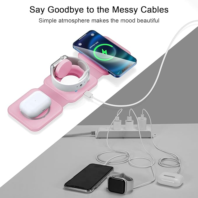 Wireless Charger 3 in 1, RTOPS Magnetic Travel Wireless Charging Station - Image 4