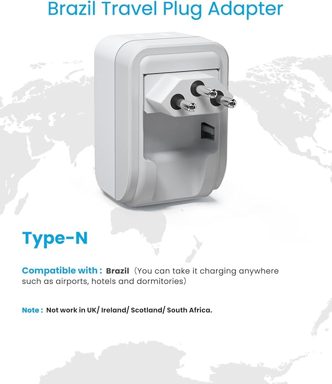 2 Pack Brazil Power Adapter, VINTAR Foldable Type N Plug Adapter - Image 3