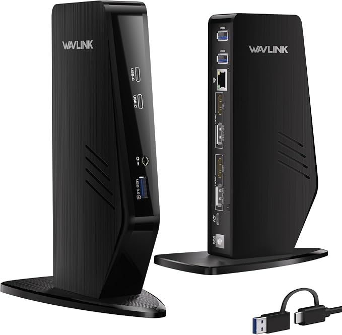 WAVLINK USB C Docking Station Dual Monitor, Dual 5K/4K@60Hz Displaylink Docking by WAVLINK%C2%AE