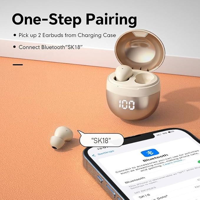 Xmenha Invisible Mini Small Earbuds Wireless Bluetooth, Skin Tone Comfortable - Image 6