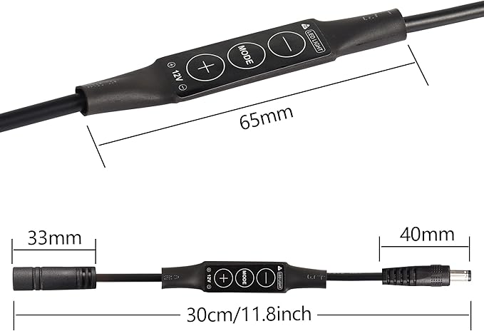 PNGKNYOCN DC 12V LED Strip Lights Dimmer DC 5.5 * 2.1mm Male to Female Mini - Image 4