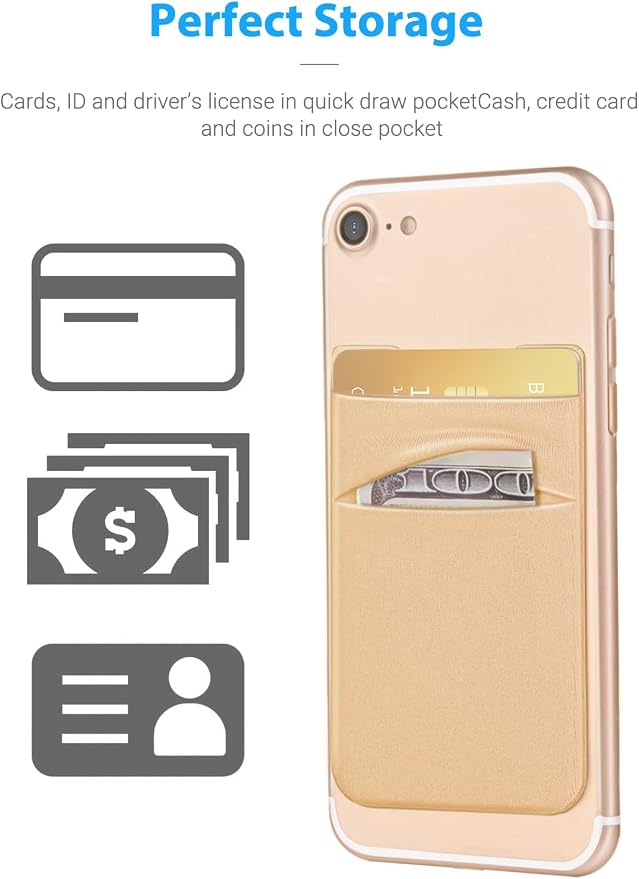 2 Pack Stick On Wallet Sleeve Cell Phone Dual Pocket Card Holder Double Pocket - Image 3