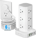 Tower Power Strips with Surge Protection, 6FT Flat Extension Cord with Multiple by Unknown