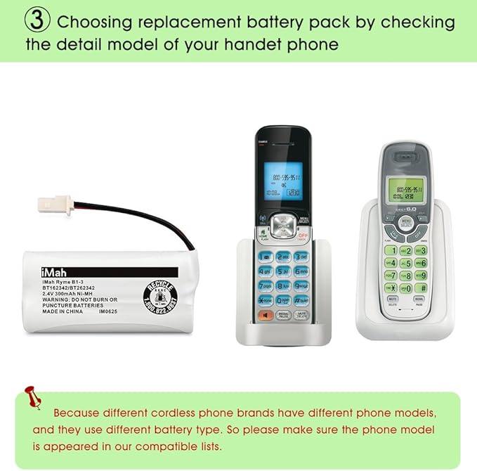 iMah BT162342/BT262342 Cordless Phone Batteries Compatible - Image 5