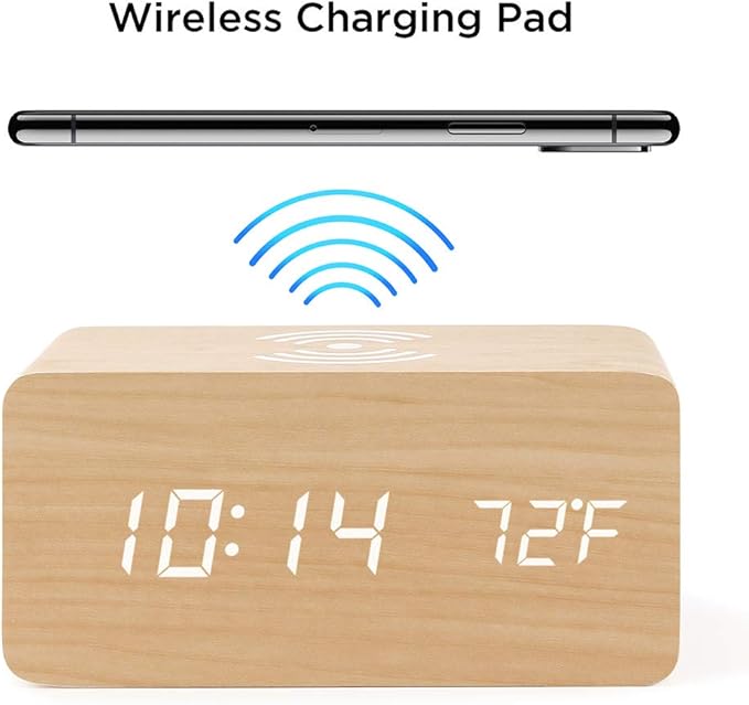 OCT17 Alarm Clock with Qi Wireless Charging Pad Compatible with iPhone Samsung - Image 4