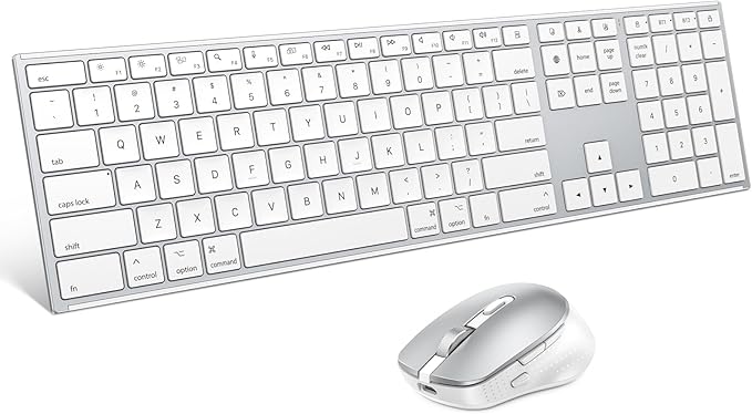 Full-Size Metal Wireless Keyboard and Mouse by OMOTON