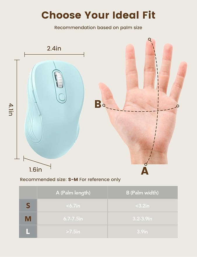 WisFox 2.4G Wireless Mouse for Laptop, Ergonomic Computer Mouse - Image 8