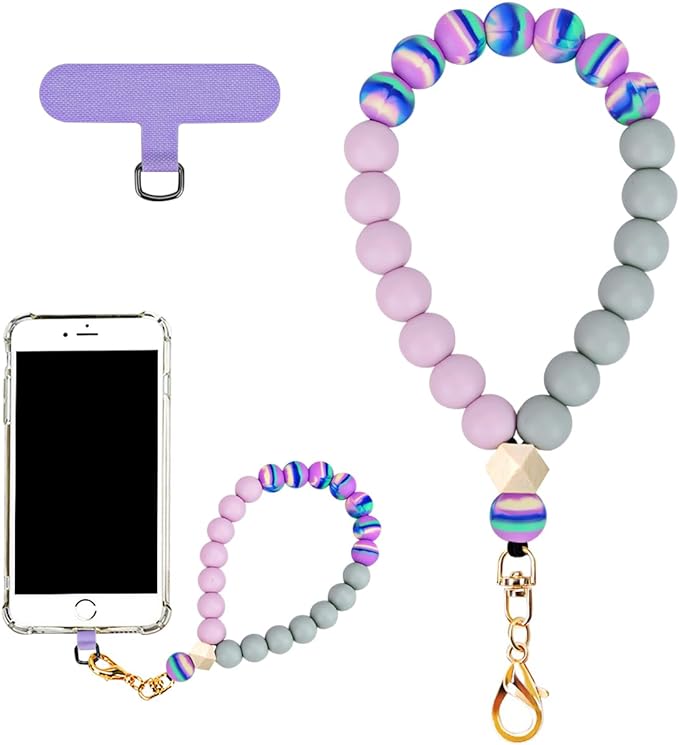 Marble Silicone Beaded Phone Wrist Strap, Cellphone Lanyard by VicHunHo