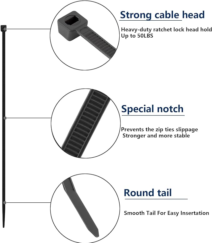 2000 PCS Zip Ties Assorted Sizes 4+6+8+10+12 Inch Self-locking Nylon Cable ties - Image 6