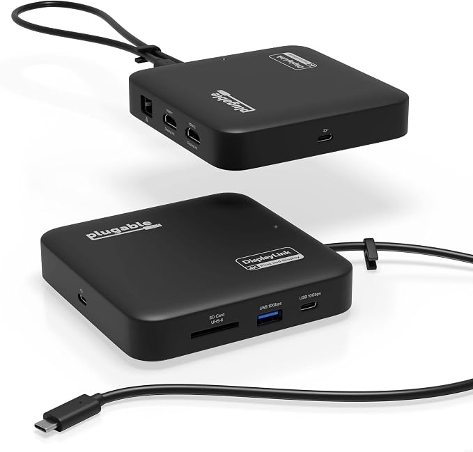 Plugable 7-in-1 USB-C DisplayLink Dock – Dual 4K HDMI, 100W PD Charging by Plugable