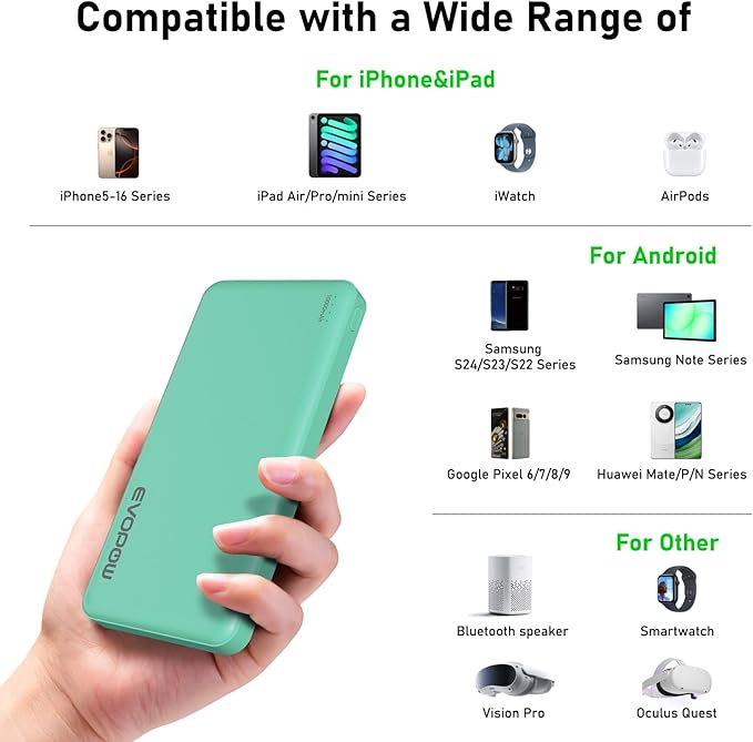 2-Pack Portable Charger, Slimmer 10000mAh Power Bank, USB C in&Out Fast - Image 6
